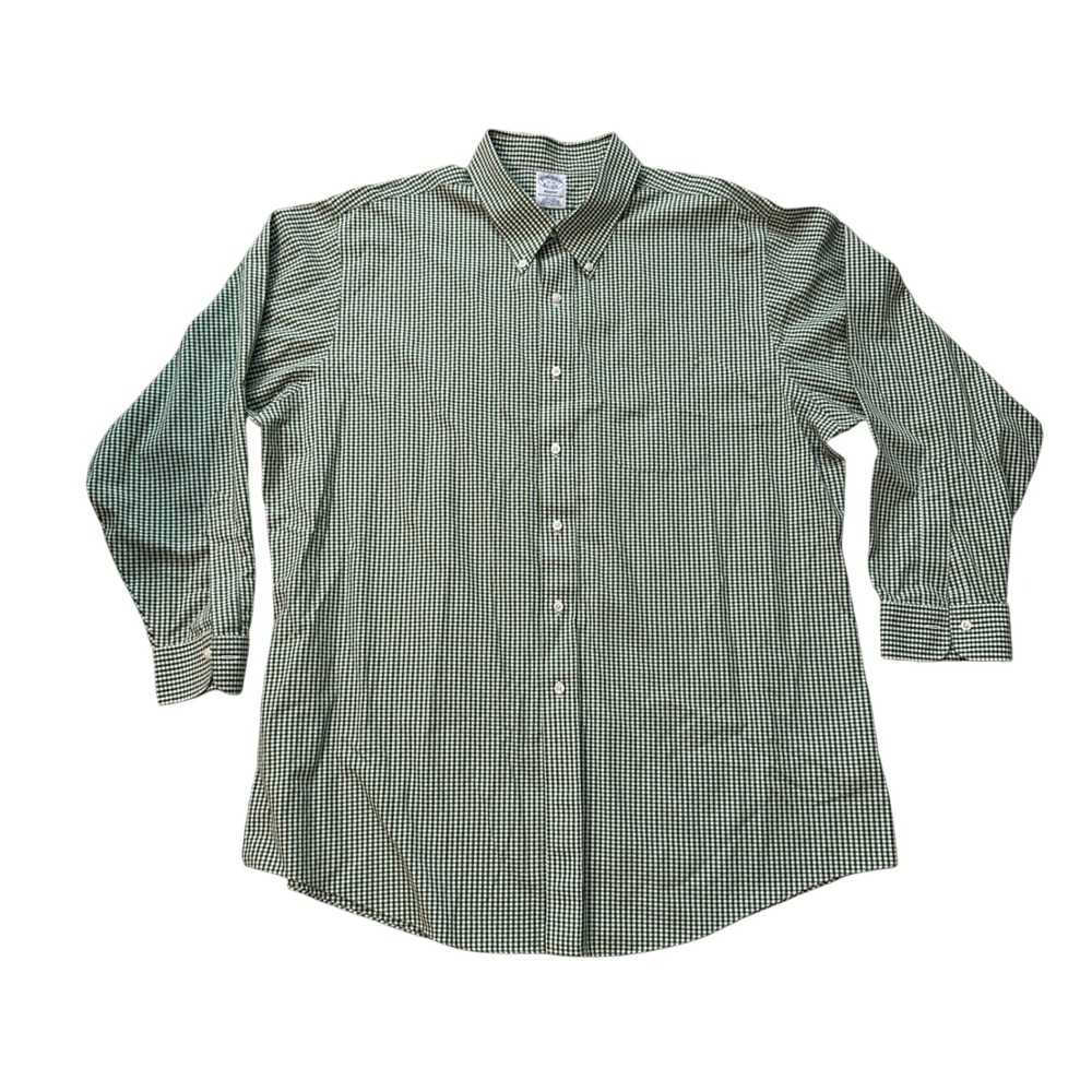 Brooks Brothers Regent Green Gingham Check Button Down Long‎ Sleeve Men's 18-34